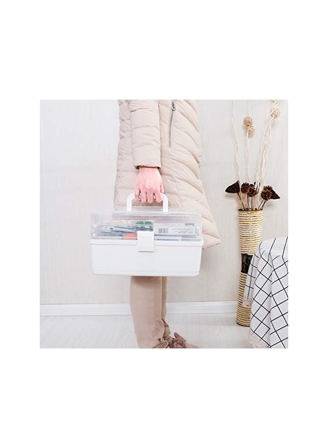 Raxoom 3-Tier Plastic Medicine Storage Box Multi-Functional Family Emergency Organizer Kit with Handle transparent cover for Medical Cosmetic (34 x 20 x 17cm, White)  - Image 4