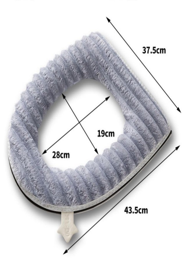 CCUUHJ Soft Toilet Seat Cushion Washable and Comfortable Toilet Seat Cover Pads Reusable Thicker Warmer Cover Pads with Zipper (Blue) - Image 3