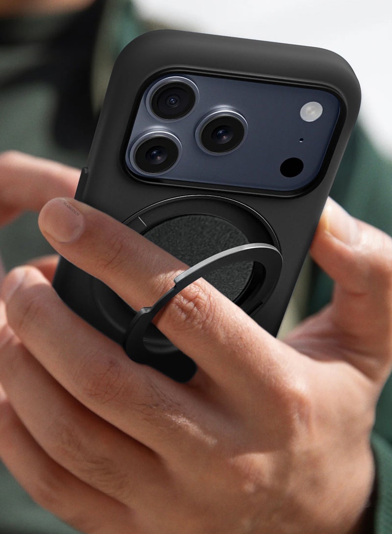 MagSafe Soft Silicone Case Cover for Apple iPhone 17 Pro Max - 360° Spin Magnetic Stand Holder - Soft Liquid Silicone Cozy Grip - Full Camera Protection, Non-Slip Phone Case - Black - Image 4