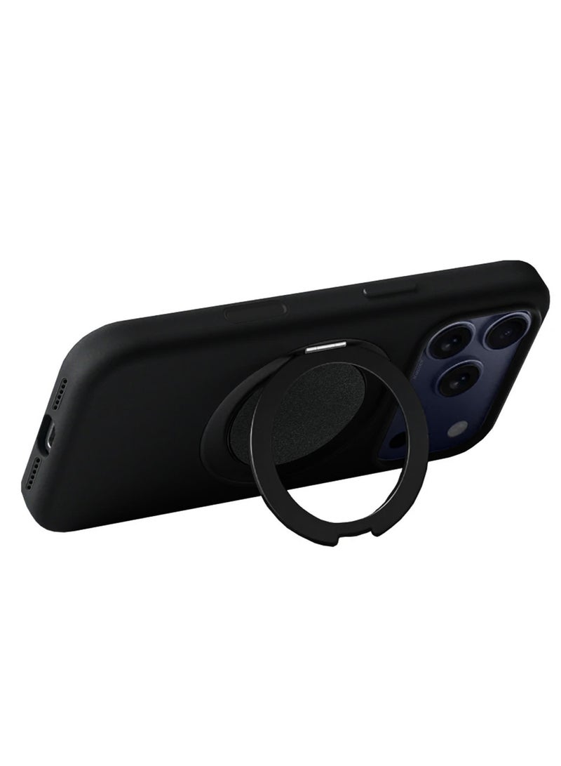 MagSafe Soft Silicone Case Cover for Apple iPhone 17 Pro Max - 360° Spin Magnetic Stand Holder - Soft Liquid Silicone Cozy Grip - Full Camera Protection, Non-Slip Phone Case - Black - Image 5