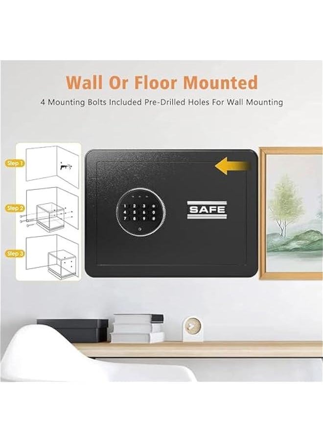HOOKOR Safe Deposit Box, Steel Security Safe Box Home With key & Electronic Digital Keypad Lock For Office Hotel Business Protect Money Cash Watches Laptop Jewelry Passport Document  - Image 2