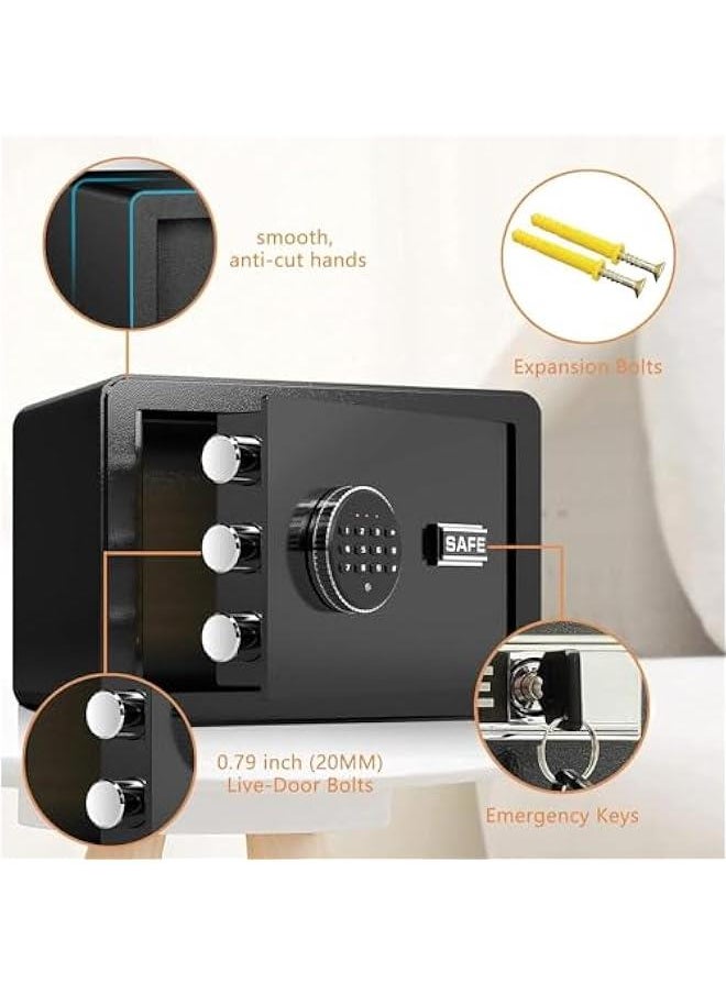 HOOKOR Safe Deposit Box, Steel Security Safe Box Home With key & Electronic Digital Keypad Lock For Office Hotel Business Protect Money Cash Watches Laptop Jewelry Passport Document  - Image 3