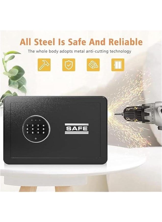 HOOKOR Safe Deposit Box, Steel Security Safe Box Home With key & Electronic Digital Keypad Lock For Office Hotel Business Protect Money Cash Watches Laptop Jewelry Passport Document  - Image 4