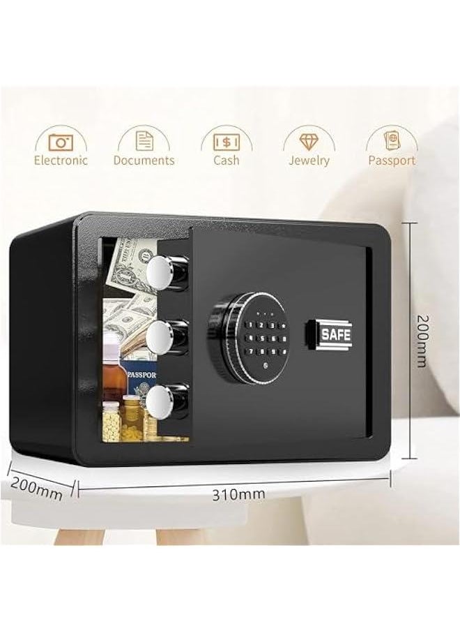 HOOKOR Safe Deposit Box, Steel Security Safe Box Home With key & Electronic Digital Keypad Lock For Office Hotel Business Protect Money Cash Watches Laptop Jewelry Passport Document  - Image 5