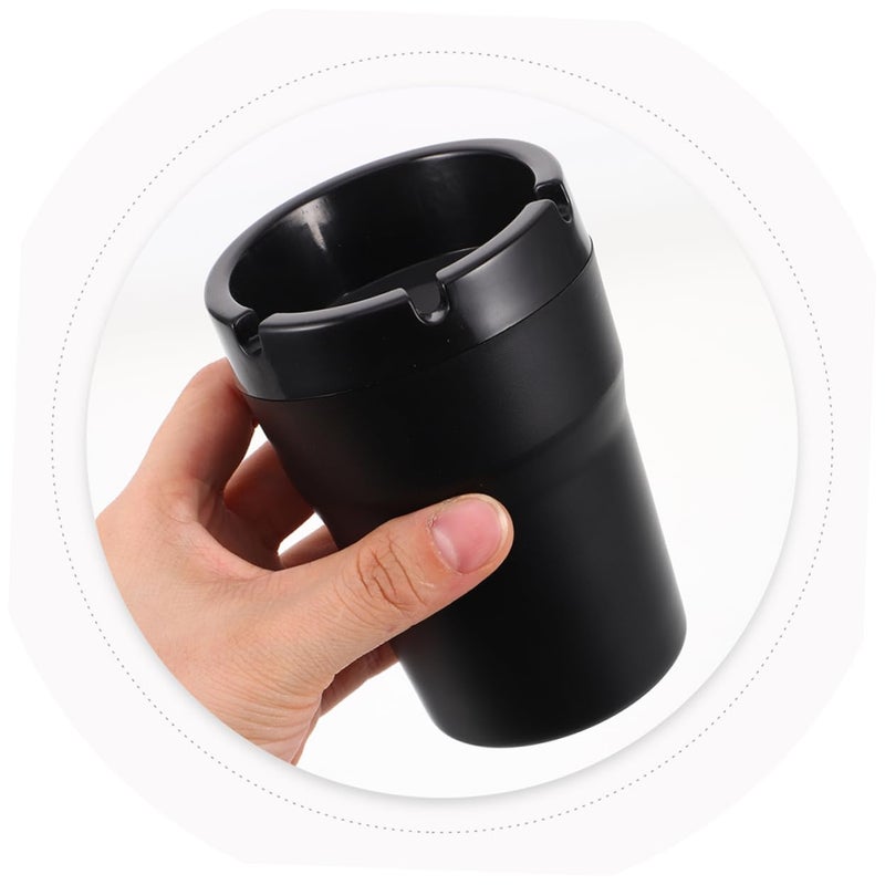 2pcs Black Portable Car Ashtray Lid with Smokeless Design Fits Cup Holders for Travel - Image 4
