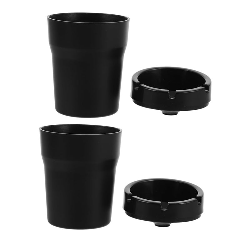2pcs Black Portable Car Ashtray Lid with Smokeless Design Fits Cup Holders for Travel - Image 2