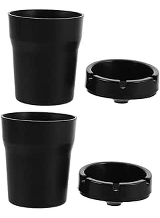 2pcs Black Portable Car Ashtray Lid with Smokeless Design Fits Cup Holders for Travel - Image 1