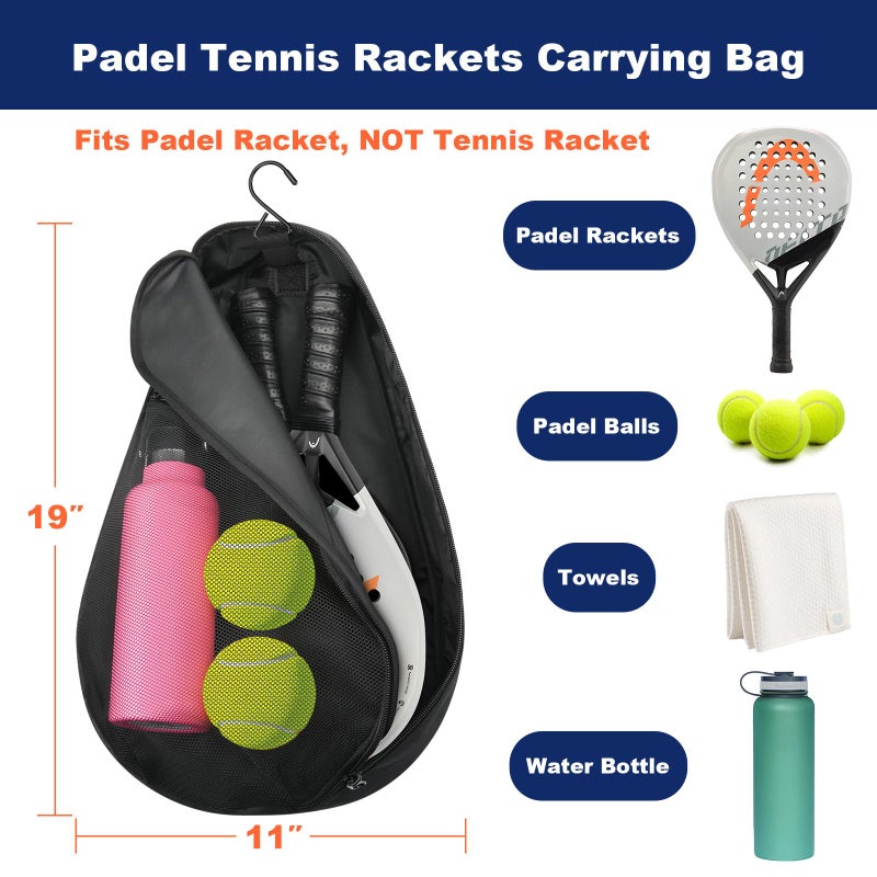 Cosmos Padel Racket Bag Pickleball Paddle Sling Backpack Padel Racquet Storage Bag - Padel (Paddel Tennis) Equipment Carrying Bag with Mesh Pocket for 2 Paddles, Balls, Water Bottle & Accessories - Image 3