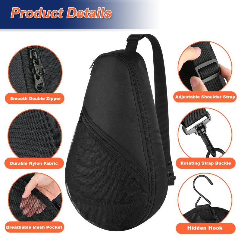 Cosmos Padel Racket Bag Pickleball Paddle Sling Backpack Padel Racquet Storage Bag - Padel (Paddel Tennis) Equipment Carrying Bag with Mesh Pocket for 2 Paddles, Balls, Water Bottle & Accessories - Image 4