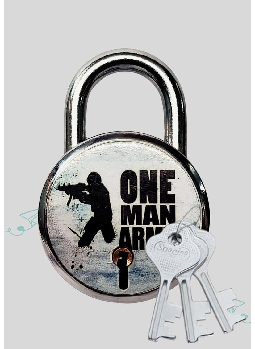 ONEPRO One Man Army 65mm Padlocks with 3 Keys Double Locking 8 Levers Lock and Keys for Home Door Shutter Shop Main Gate Sutter Laser Print Finish Rust Proof Pack of 1  - Image 2