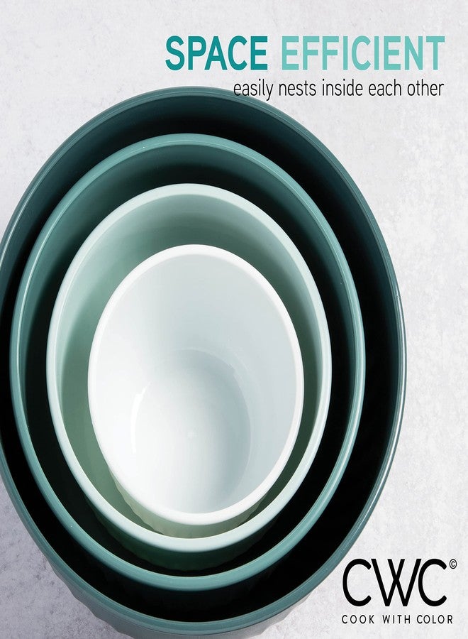 كوك ويذ كولرز مجموعة أوعية خلط بلاستيكية من 4 قطع مع أغطية من COOK WITH COLOR (لون أزرق مخضر متدرج، 210 مل، 550 مل، 1150 مل، 3500 مل) - متينة، قابلة للتداخل، خالية من مادة BPA، آمنة للغسل في غسالة الأطباق، آمنة للاستخدام مع الطعام، أوعية للطبخ والخبز - Image 4
