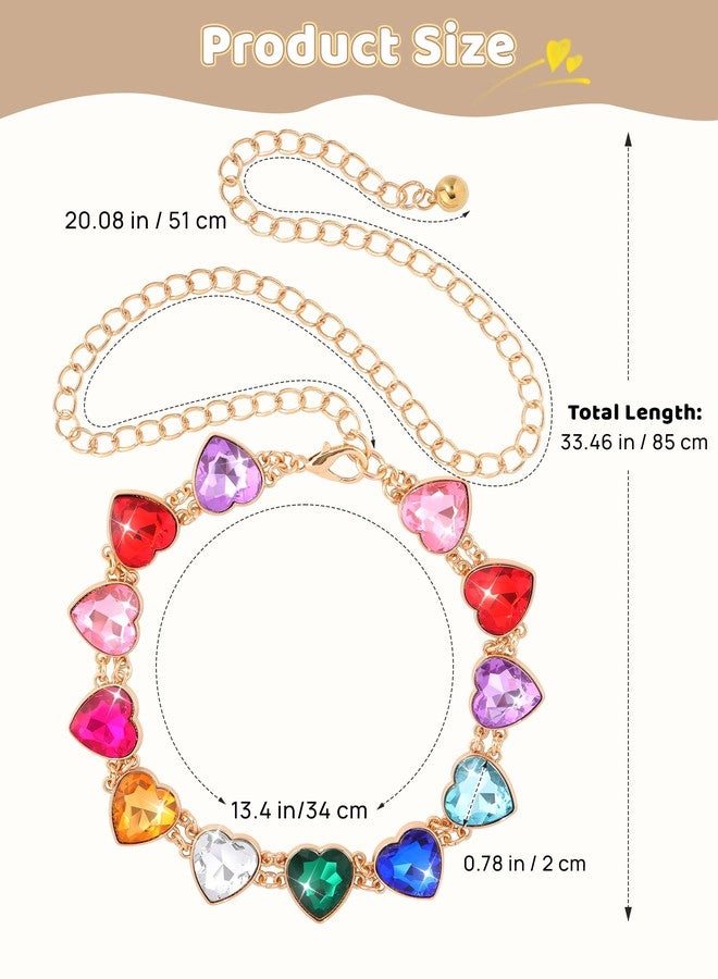 Kajeer Girl Belts Rhinestone,Kid Heart Chain Adjustable Solid Colorful Metal Waist Belt for Dresses Jeans Flower Girl - Image 4