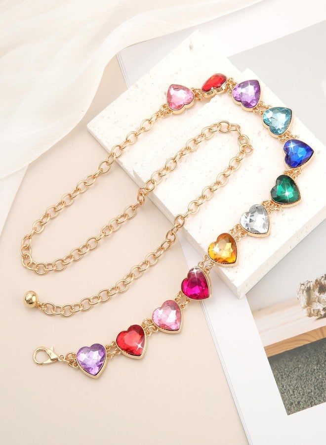 Kajeer Girl Belts Rhinestone,Kid Heart Chain Adjustable Solid Colorful Metal Waist Belt for Dresses Jeans Flower Girl - Image 3