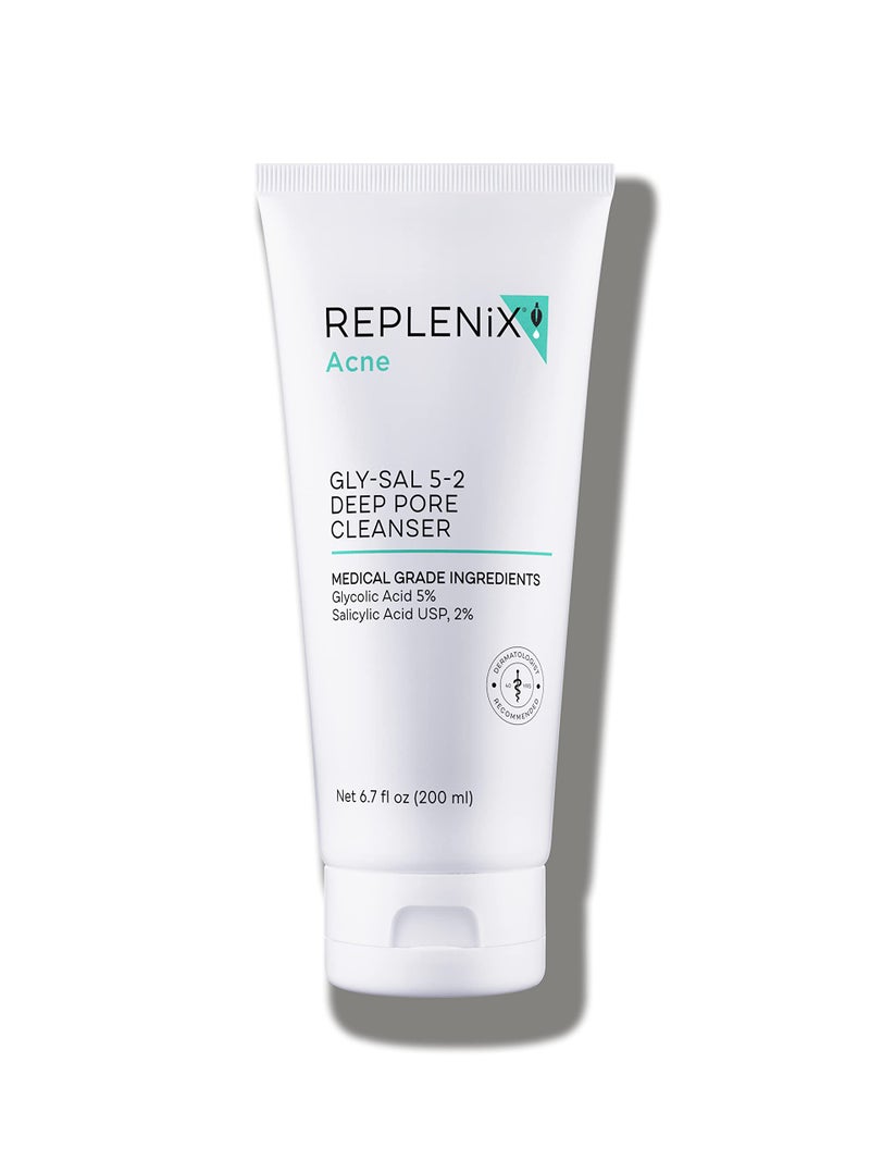 Replenix Gly-Sal Deep Pore Acne Face Wash, 6.7 Fl Oz, Non-Oily Medical-Grade 5% Glycolic & 2% Salicylic Acid Facial Cleanser for Acne-Prone Skin, Gently Unclogs & Refines Pores, Non-Drying - Image 1