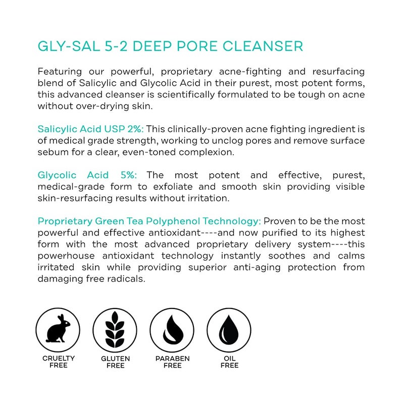 Replenix Gly-Sal Deep Pore Acne Face Wash, 6.7 Fl Oz, Non-Oily Medical-Grade 5% Glycolic & 2% Salicylic Acid Facial Cleanser for Acne-Prone Skin, Gently Unclogs & Refines Pores, Non-Drying - Image 5
