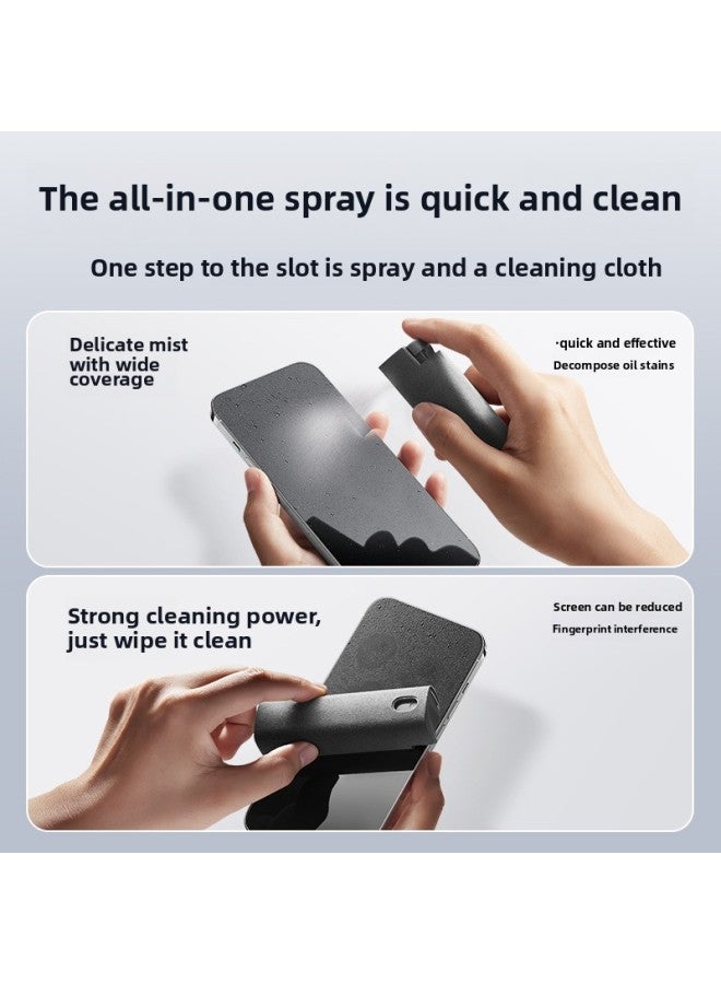 Mobile Phone Computer Screen Cleaner Spray Tablet Cleaning Screen Anti-fingerprint Anti-fog Spray Wipe Integrated Cleaning Artifact-Color:Spray And Wipe Integrated [Thin + Pc Transparent Shell]]