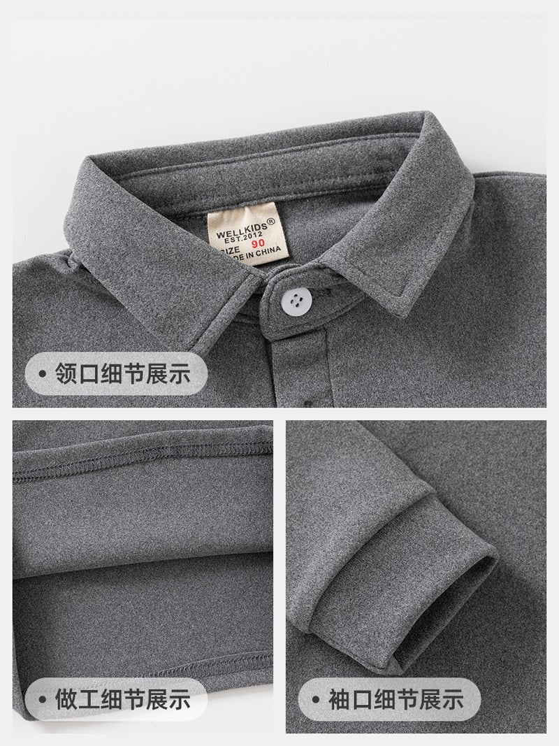 Children'S Polo Shirt Boys Lapel Thick Long Sleeve T Korean Baby Autumn Coat Children'S Clothing - Image 5