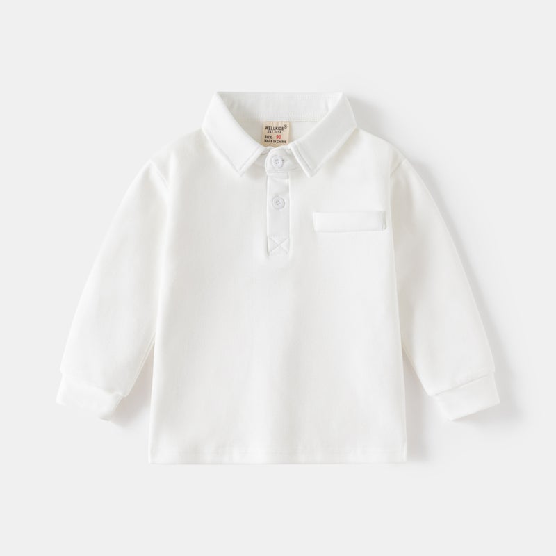 Children'S Polo Shirt Boys Lapel Thick Long Sleeve T Korean Baby Autumn Coat Children'S Clothing - Image 1