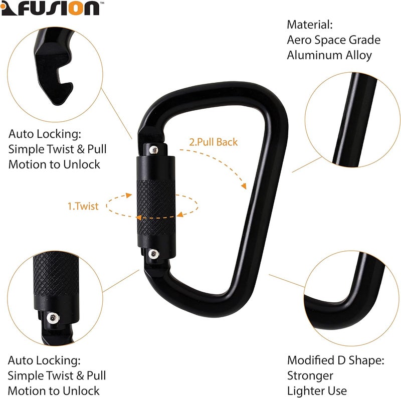 FUSION Climb Swift Lock Auto Locking Aluminum Carabiner - Lightweight and Strong for High-Altitude Workers, Hammocks, Camping Accessories,Hiking,Keychains,Outdoors and Gym,Dog Leash,Harness and Key Ri - Image 4