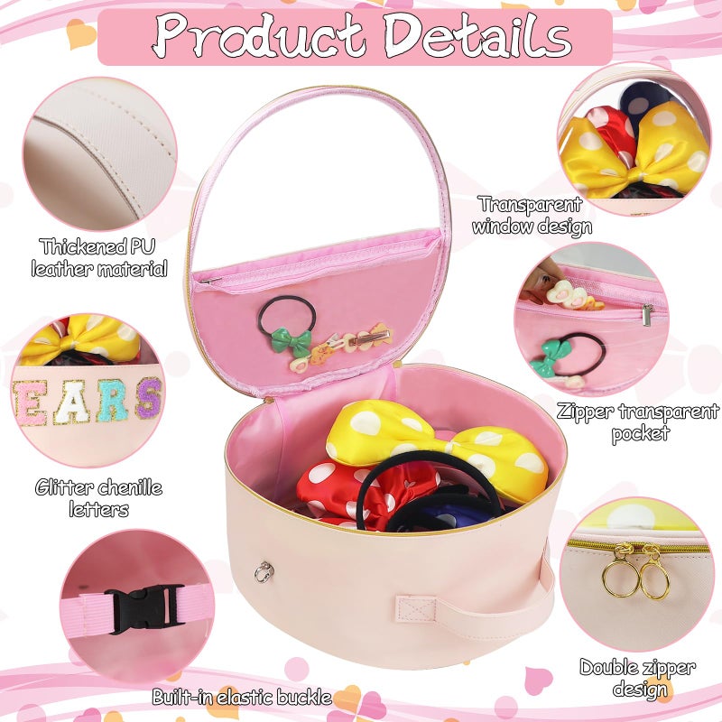 RSSCIIIUL Translucent Mouse Ears Travel Case, Chenille Letter Headband Ears Holder Waterproof Hair Accessories Organizer Storage for Women Adults Gift Large Thicken Makeup Snack Bag for Park Travel - Image 3