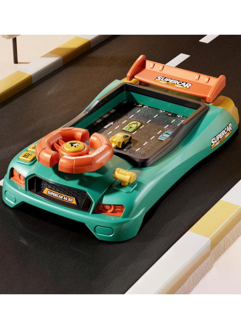 لعبة سيارة سباق محاكاة قيادة كهربائية للأطفال لعبة عجلة القيادة الموسيقية للأطفال مع ضوء وموسيقى لعبة تعليمية تفاعلية - أخضر - Image 2