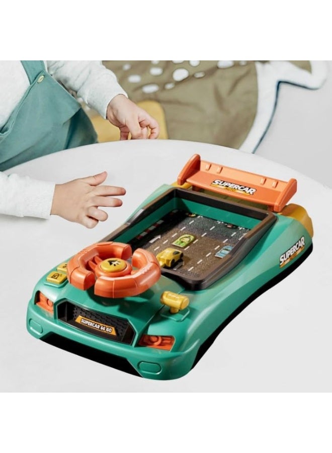 لعبة سيارة سباق محاكاة قيادة كهربائية للأطفال لعبة عجلة القيادة الموسيقية للأطفال مع ضوء وموسيقى لعبة تعليمية تفاعلية - أخضر - Image 5