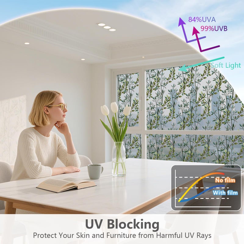 NINETREX One Way Window Privacy Film, Daytime Privacy Static Cling Sun Blocking Anti UV Reflective Window Tint for Home and Office 17.5 x 78.7 inches, Silver Leaf - Image 5