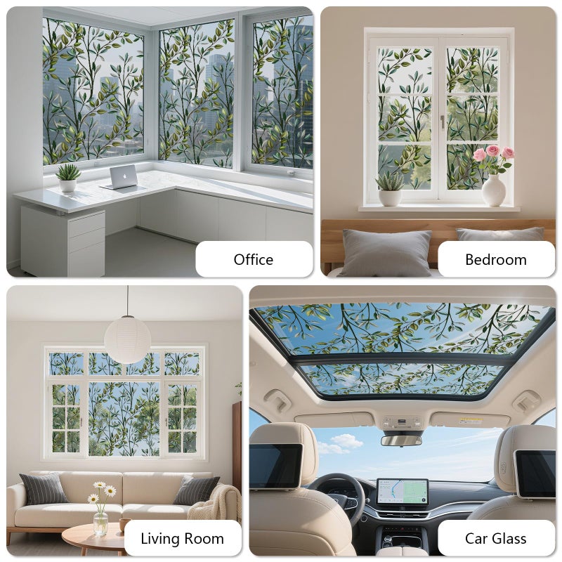 NINETREX One Way Window Privacy Film, Daytime Privacy Static Cling Sun Blocking Anti UV Reflective Window Tint for Home and Office 17.5 x 78.7 inches, Silver Leaf - Image 2