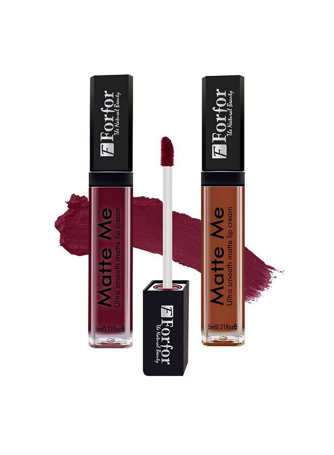 Forfor Forever Matte Me Long Lasting ; Waterproof ; Liquid Matte Lip Color Combo Of 4 (Upto 12 Hours Stay) (Bury Brown Vintage Wine Nude Beach Carnation Pink) - Image 3