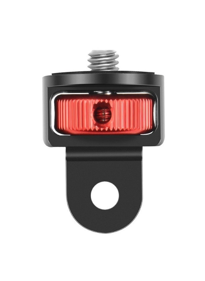 Applicable To Gopro Hero11/10 Small Ant Adapter Tripod Mini Adapter Seat Aluminum Alloy 1/4 Adapter Head-Color:Four Generations-black + Red - Image 1