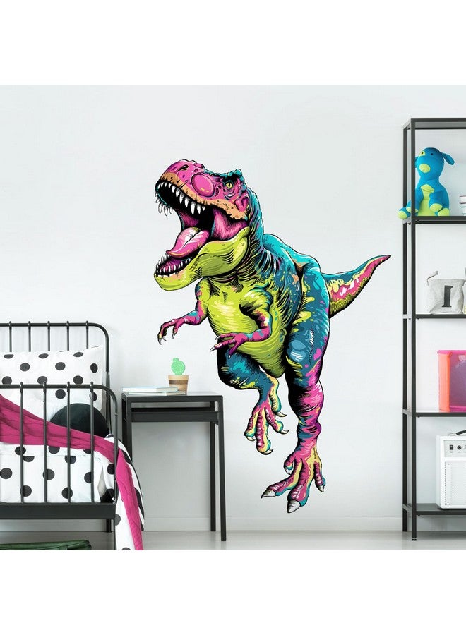 Supzone Large T-Rex Dinosuar Wall Decals for Boys Colorful Tyrannosaurus Wall Sticker Removable Vinyl Dino Wall Art Decor for Kids Bedroom Baby Nursery Playroom Classroom (Colorful) - Image 3