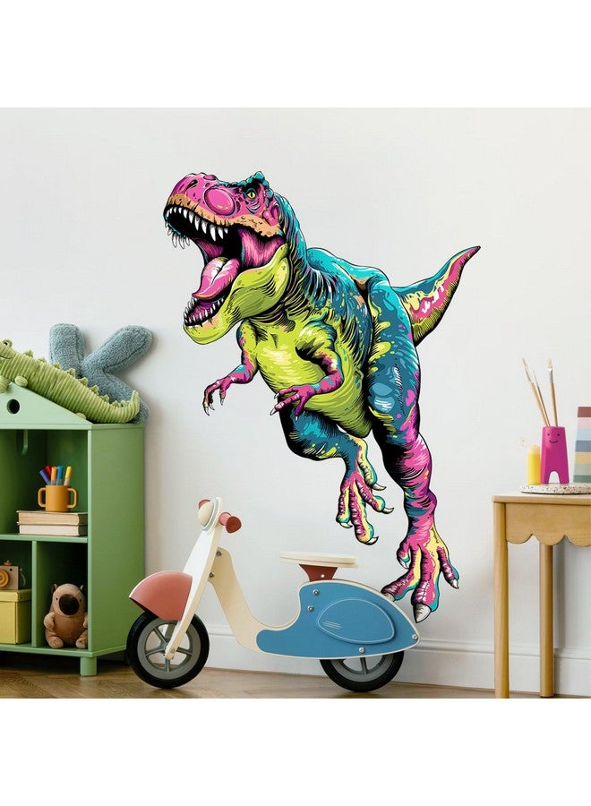 Supzone Large T-Rex Dinosuar Wall Decals for Boys Colorful Tyrannosaurus Wall Sticker Removable Vinyl Dino Wall Art Decor for Kids Bedroom Baby Nursery Playroom Classroom (Colorful) - Image 5