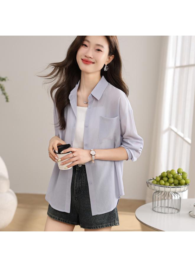 VUELO Real Shot Ice Silk Sunscreen Shirt Women's Anti-ultraviolet Breathable Summer Air Conditioning Clothing Outside Cardigan Light Coat - Image 1