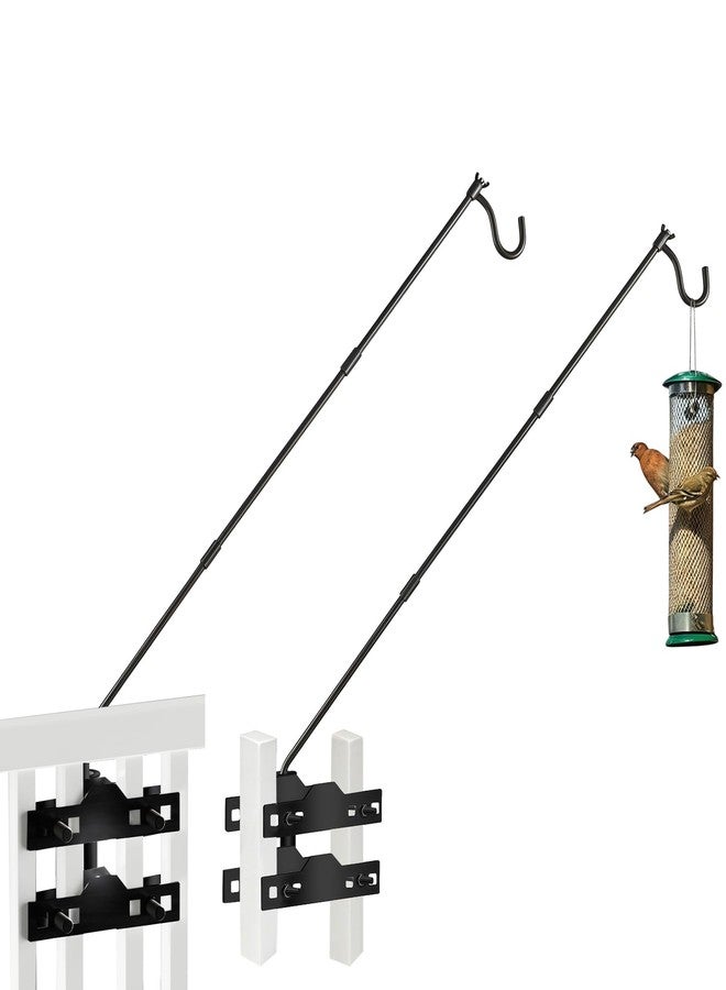 خطافات سطح شديدة التحمل من ULIOK، عبوة من قطعتين، طول كل منها 32 بوصة، خطاف معدني مع مشبك أفقي مانع للانزلاق بطول 2 بوصة لتعليق مغذيات الطيور والنباتات وسلال الشحم والفوانيس وأجراس الرياح. - Image 1