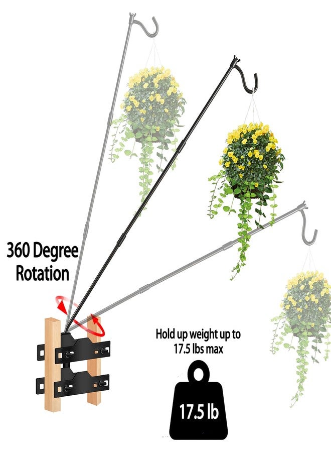 خطافات سطح شديدة التحمل من ULIOK، عبوة من قطعتين، طول كل منها 32 بوصة، خطاف معدني مع مشبك أفقي مانع للانزلاق بطول 2 بوصة لتعليق مغذيات الطيور والنباتات وسلال الشحم والفوانيس وأجراس الرياح. - Image 4