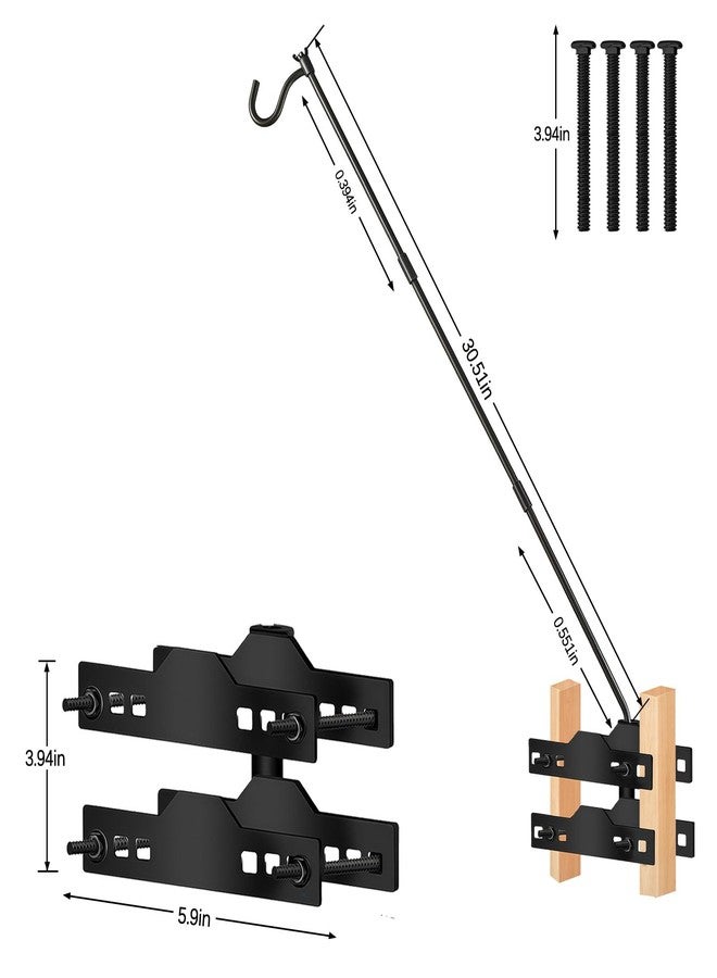 خطافات سطح شديدة التحمل من ULIOK، عبوة من قطعتين، طول كل منها 32 بوصة، خطاف معدني مع مشبك أفقي مانع للانزلاق بطول 2 بوصة لتعليق مغذيات الطيور والنباتات وسلال الشحم والفوانيس وأجراس الرياح. - Image 3