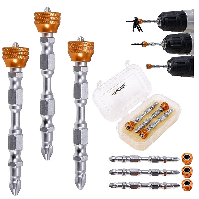 Homdum Screwdriver Insert Bit with Magnetic Cups Set of 3 6 cm x 4 cm x 2 cm Metal - Image 1