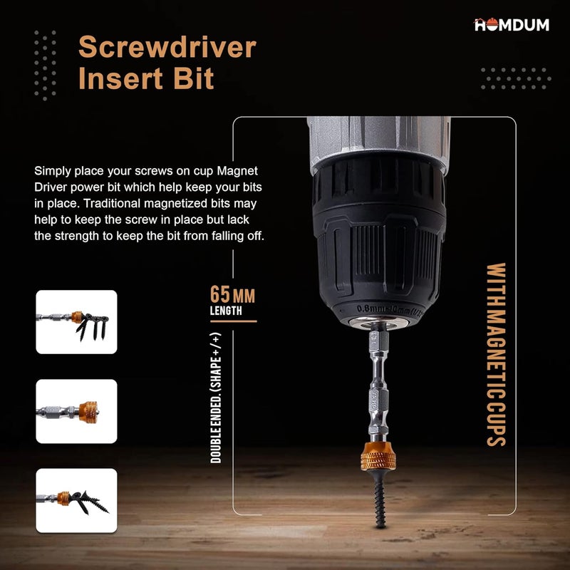 Homdum Screwdriver Insert Bit with Magnetic Cups Set of 3 6 cm x 4 cm x 2 cm Metal - Image 4