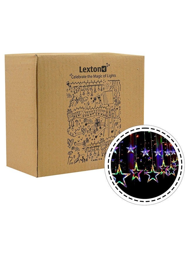 Lexton 12 Stars 138 Led Curtain String Lights Window Curtain Lights with 8 Flashing Modes Decoration for Christmas, Wedding, Party, Home, Patio Lawn Multicolor (138 Led-Star, Pack of 2) - Image 1