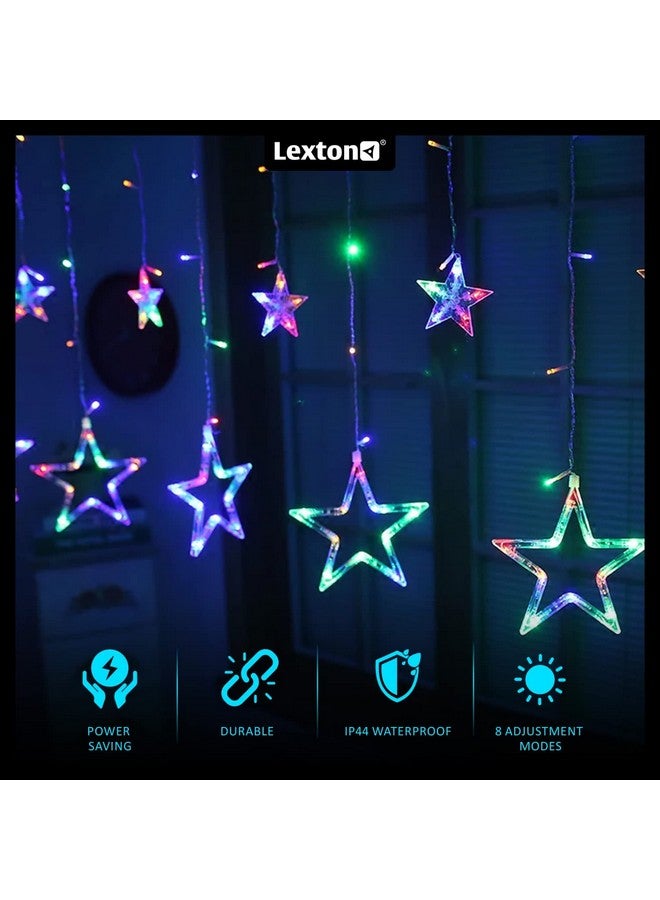 Lexton 12 Stars 138 Led Curtain String Lights Window Curtain Lights with 8 Flashing Modes Decoration for Christmas, Wedding, Party, Home, Patio Lawn Multicolor (138 Led-Star, Pack of 2) - Image 3