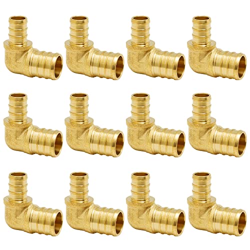 SUNGATOR 12-Pack PEX 3/4"x 1/2" PEX Reducing Elbow Brass Crimp Fitting, No Lead Brass - Image 1