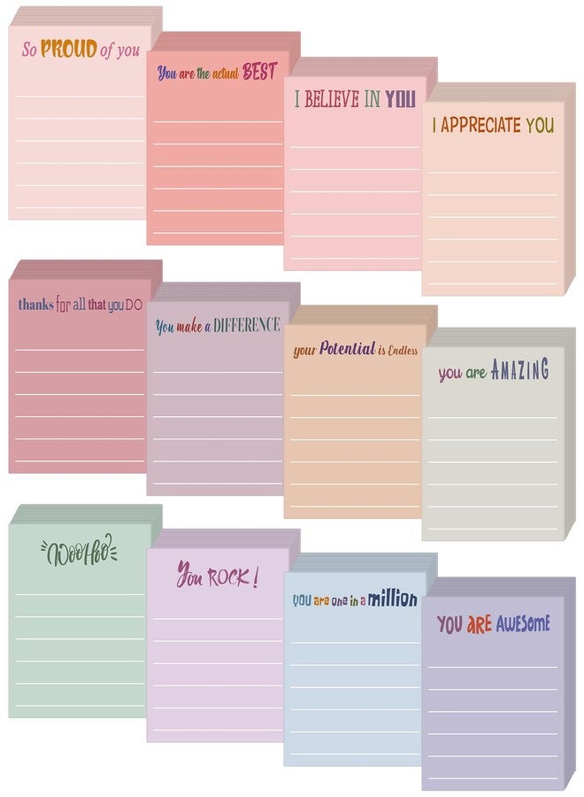 Yinder 12 Pcs Employee Appreciation Sticky Notes Xmas Gift Bulk Motivation Note Pads Mini Inspirational Note Gift for Teacher Nurse Staff Coworker Office Supply 3 x 3'' (Appreciation,Aesthetics) - Image 1