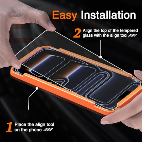 Milomdoi 3 Pack Matte Screen Protector for iPhone 17 Pro Max [Phone Case Friendly] Tempered Glass Accessories Film, Shatterproof No Bubble, Easy Installation with Mounting Frame for Apple - Image 3