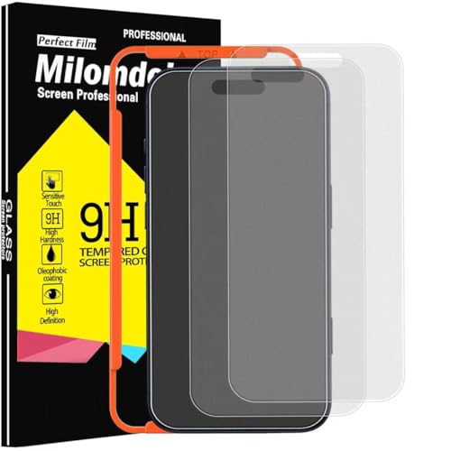 Milomdoi 3 Pack Matte Screen Protector for iPhone 17 Pro Max [Phone Case Friendly] Tempered Glass Accessories Film, Shatterproof No Bubble, Easy Installation with Mounting Frame for Apple - Image 1