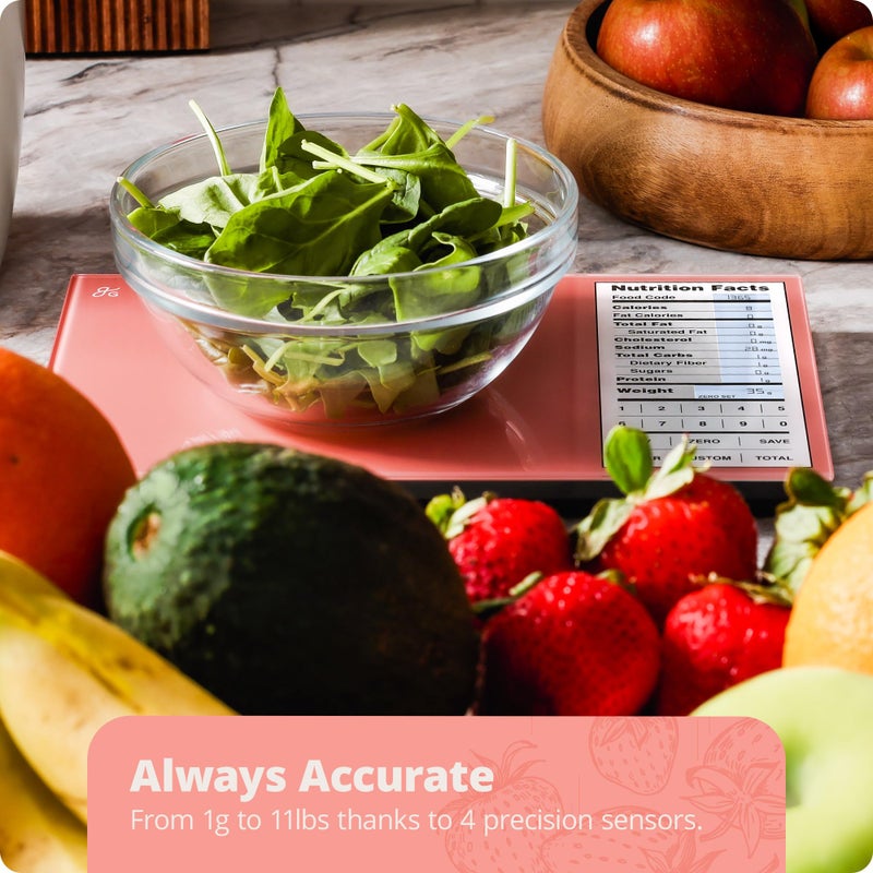 Greater Goods Nutrition Scale by Greater Goods with Food Grade Glass, Perfect for Calorie Counting, Meal Prep, and Weight Loss (Pink) - Image 4