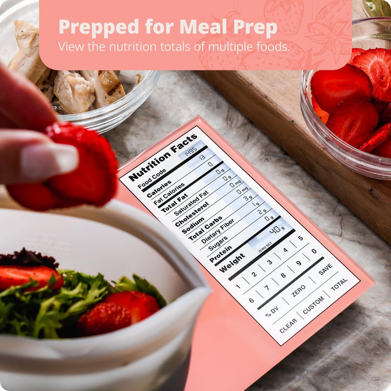 Greater Goods Nutrition Scale by Greater Goods with Food Grade Glass, Perfect for Calorie Counting, Meal Prep, and Weight Loss (Pink) - Image 3