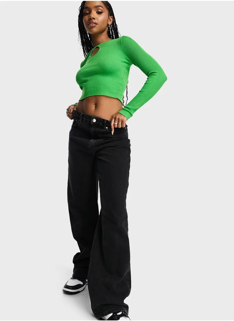 Miss Selfridge Cut Out Ribbed Detail Top
