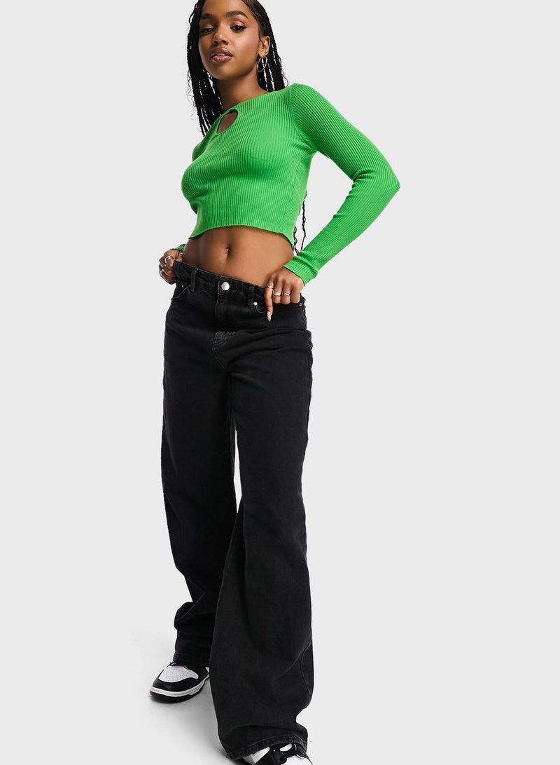 Cut Out Ribbed Detail Top