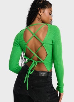 Miss Selfridge Cut Out Ribbed Detail Top  - Image 2