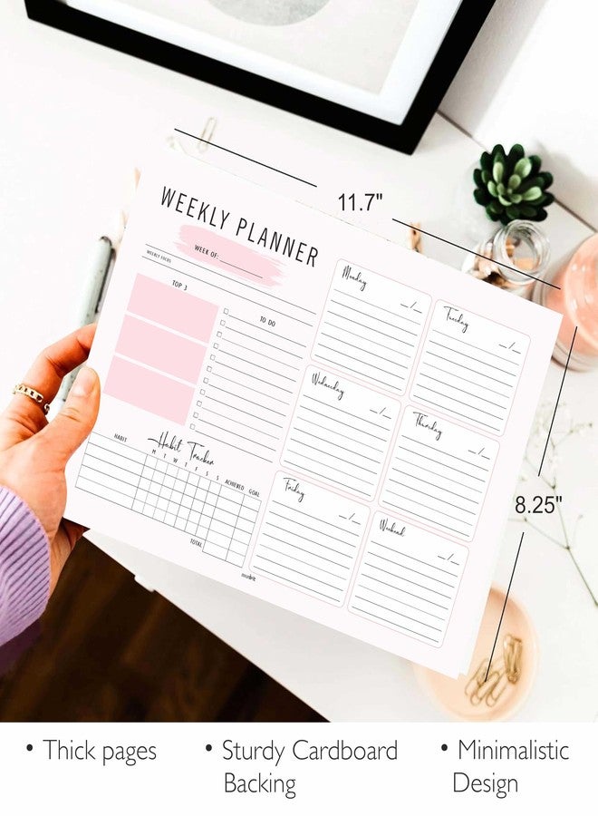 mudrit Weekly Planner Notepad Tear Off Premium 53 Thick A4 Paper Sheets, Weekly To Do List, Daily To Do List, Habit Tracker, Academic 8.5 x 11 - Image 2